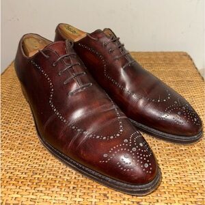 BONTONI Men’s Size 11 Whole Cut Brogue Perforated Brown Leather Lace Up Shoes
